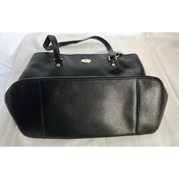 COACH Black Crossgrain Leather Zip Top Tote Bag #F35204 - Picture 12 of 14